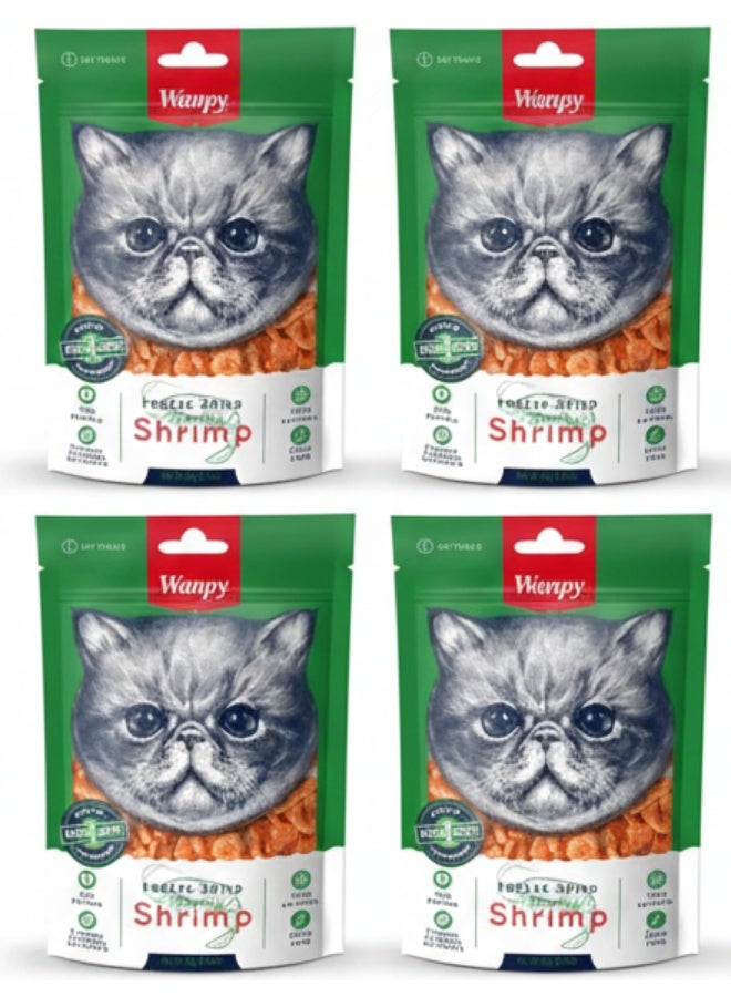 Wanpy Crunchy Cat Treats– Tasty Shrimp Flavor – Pack of 4  – Healthy & Nutritious Reward - Image 1